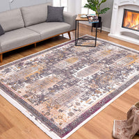 4’ x 6’ Gray Faded Tribal Motifs Area Rug