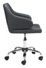 Black Mid Century Mod Faux Leather Office Chair