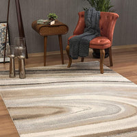 8’ x 11’ Cream and Tan Abstract Marble Area Rug