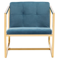 Gold Cubed Teal Microfiber Armchair