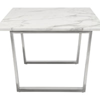 Designer's Choice White Faux Marble and Steel Coffee Table