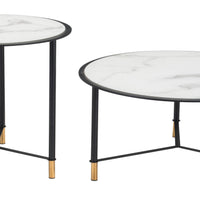 Set of 2 Davis Coffee Tables Black &amp; White