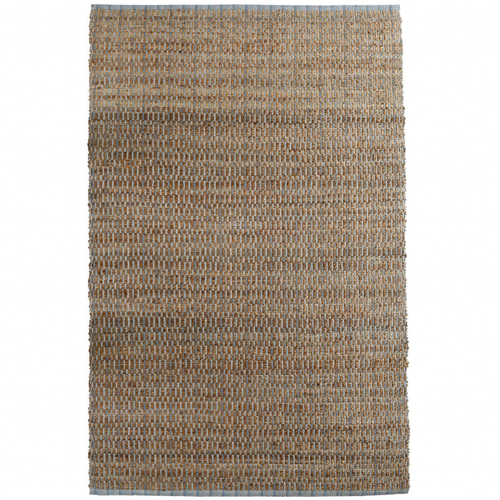 9’ x 12’ Sky Blue and Tan Interwoven Area Rug