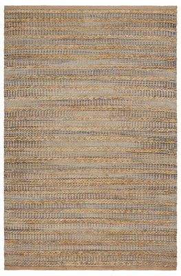 9’ x 12’ Tan and Navy Braided Jute Area Rug