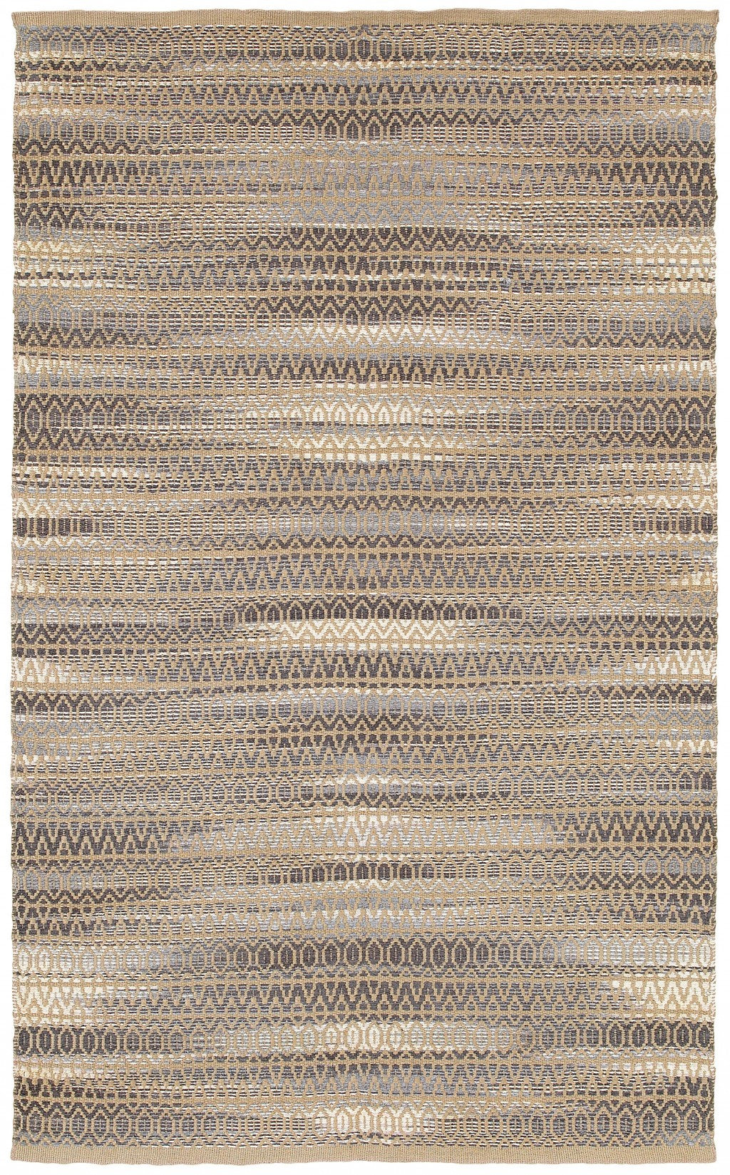 9’ x 12’ Gray and Tan Striated Runner Rug