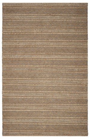 9’ x 13’ Tan and Gray Intricate Striped Area Rug