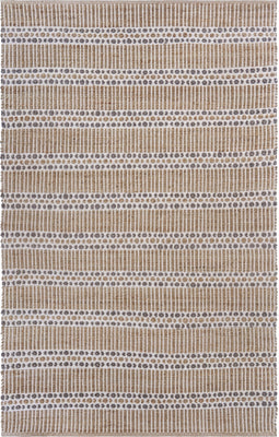 9’ x 12’ Tan and Gray Detailed Stripes Area Rug