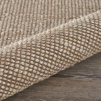 8’ x 10’ Tan and White Braid Border Area Rug