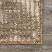 8’ x 10’ Tan and White Braid Border Area Rug