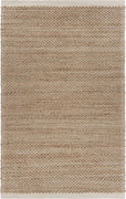 9’ x 12’ Tan and White Detailed Woven Area Rug