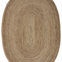 9’ Brown Oval Shaped Jute Area Rug