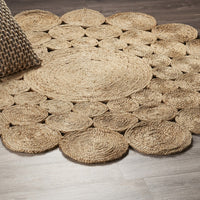 4’ Round Natural Tan Orbital Area Rug