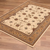 2’ x 4’ Cream and Tan Ornate Border Area Rug