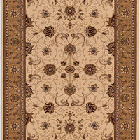 2’ x 4’ Cream and Tan Ornate Border Area Rug