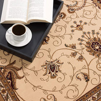 4’ x 6’ Cream and Tan Ornate Border Area Rug