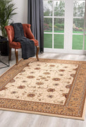 8’ x 11’ Cream and Tan Ornate Border Area Rug