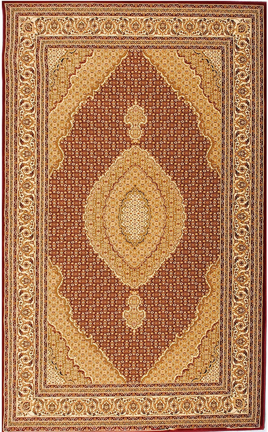 5’ x 8’ Red and Beige Medallion Area Rug