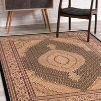 2’ x 4’ Black and Beige Medallion Area Rug