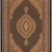 2’ x 4’ Black and Beige Medallion Area Rug