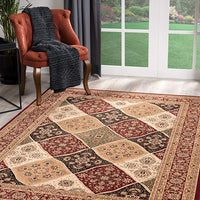 7’ x 9’ Red Decorative Diamonds Area Rug