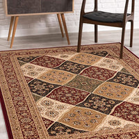 7’ x 9’ Red Decorative Diamonds Area Rug