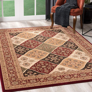 8’ x 11’ Red Decorative Diamonds Area Rug