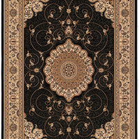 2’ x 4’ Black and Beige Embellished Area Rug