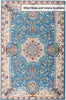 7’ x 9’ Blue and Cream Embellished Area Rug