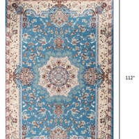 7’ x 9’ Blue and Cream Embellished Area Rug