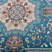 8’ x 11’ Blue and Cream Embellished Area Rug