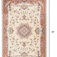 5’ x 8’ Cream Rose Traditional Pattern Area Rug