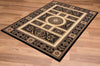 8’ x 11’ Black and Beige Traditional Geometric Area Rug