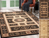 8’ x 11’ Black and Beige Traditional Geometric Area Rug