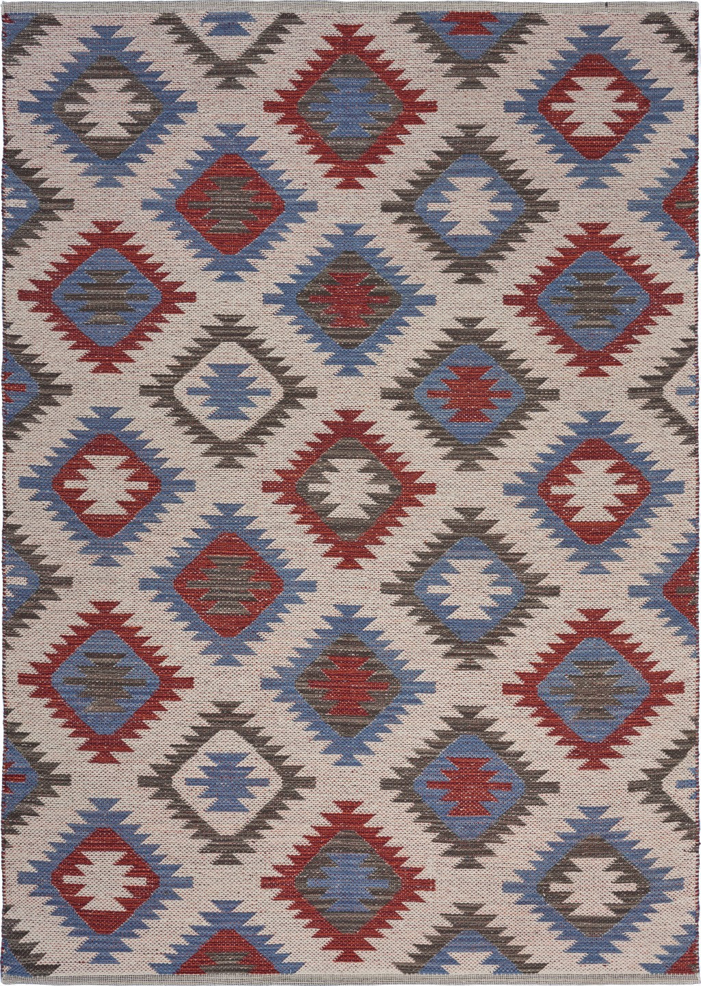 5’ x 7’ Red and Blue Geometric Diamonds Area Rug