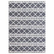 7’ x 9’ Gray and White Geometric Stripes Area Rug