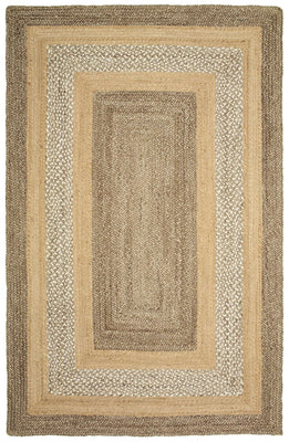 5’ x 8’ Tan and Beige Bordered Area Rug