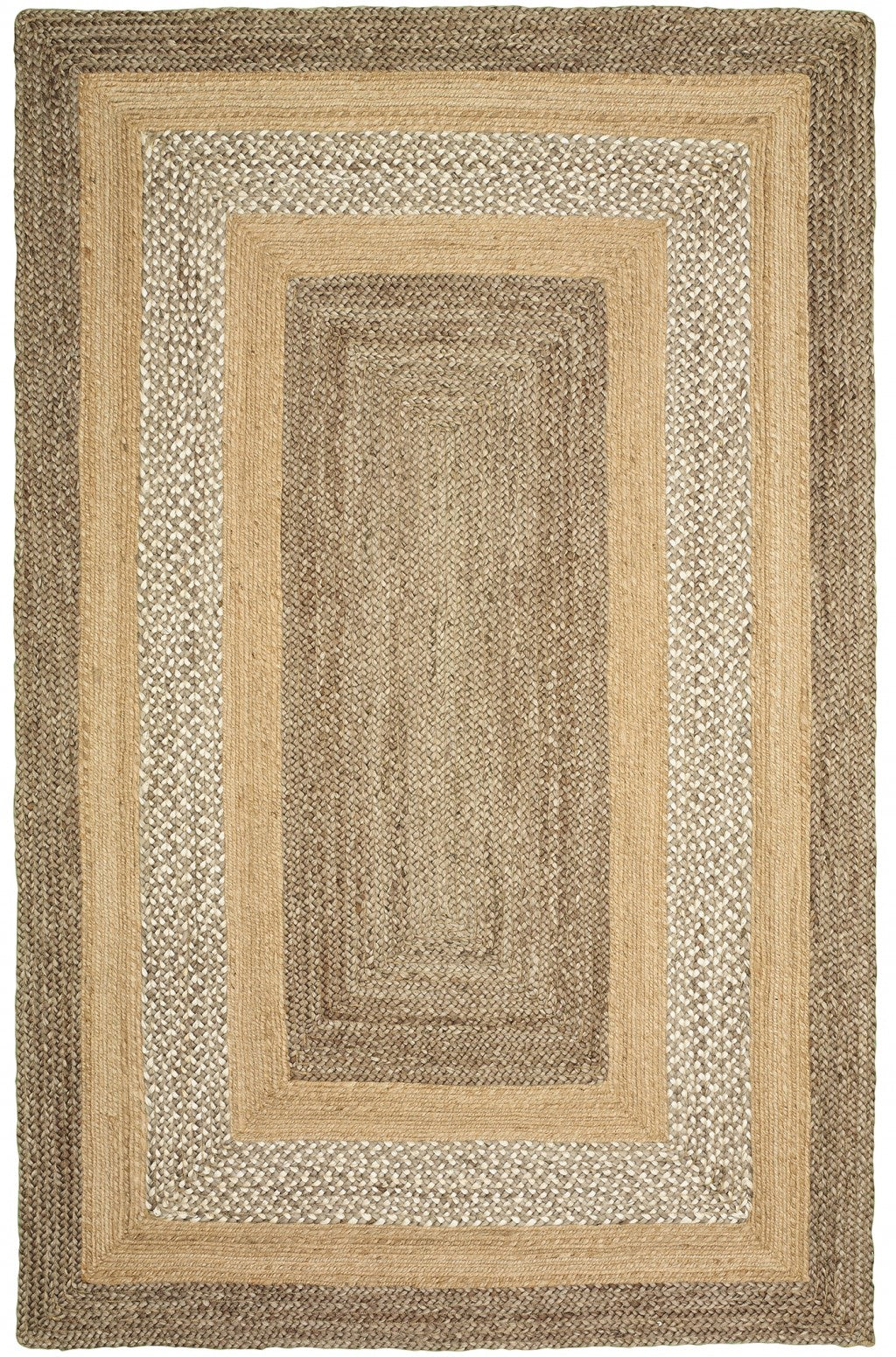 8’ x 10’ Tan and Beige Bordered Area Rug