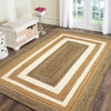 5’ x 8’ Tan and White Multiple Bordered Area Rug