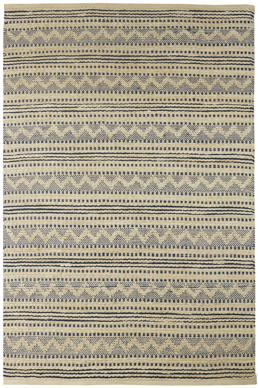 5’ x 8’ Blue and Beige Chevron Striped Area Rug