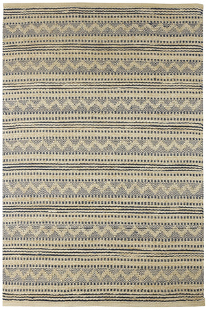 5’ x 8’ Blue and Beige Chevron Striped Area Rug