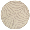 8’ Round Taupe Zebra Pattern Area Rug