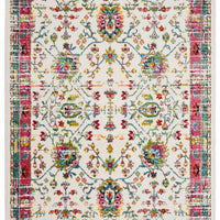 8’ x 9’ White and Red Bohemian Area Rug