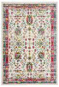 8’ x 9’ White and Red Bohemian Area Rug