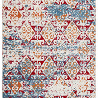 8’ x 9’ Red and White Abstract Diamonds Area Rug