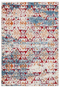 8’ x 9’ Red and White Abstract Diamonds Area Rug