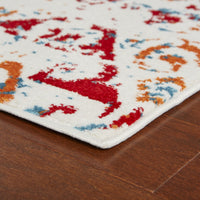 8’ x 9’ Red and White Abstract Diamonds Area Rug