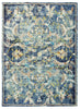 4’ x 6’ Blue and White Jacobean Pattern Area Rug