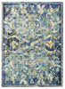 8’ x 10’ Blue and White Jacobean Pattern Area Rug