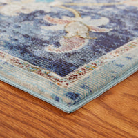 8’ x 10’ Blue and White Jacobean Pattern Area Rug