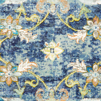 8’ x 10’ Blue and White Jacobean Pattern Area Rug